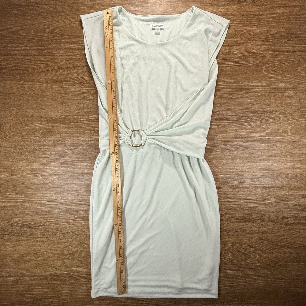 Calvin Klein Dress Women's Size 4 Mint Green Ring Waist Sheath Stretch NWT - Picture 9 of 10